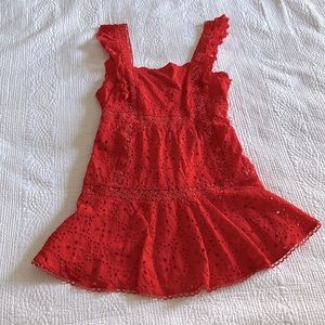 Betsey Johnson Red Eyelet Lace Dress
